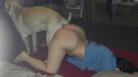 Mommy enjoys time with doggy alone