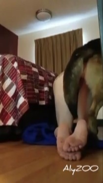 Perv mom fucks dog while alone